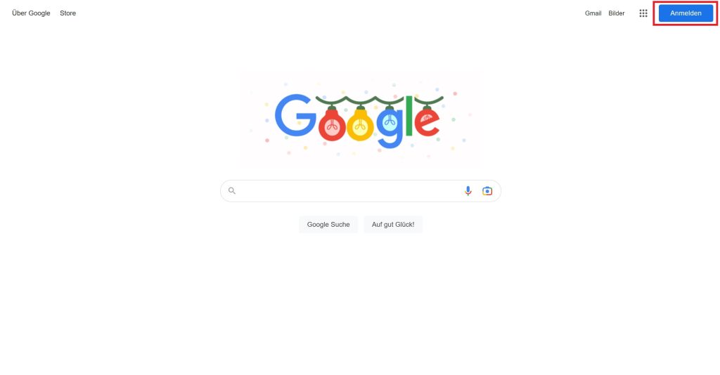 Google-Konto erstellen: Google Startseite